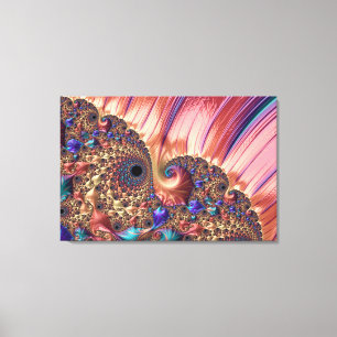 Mandelbrot Set Fractal Digital Art Pink & Gold Canvas Afdruk
