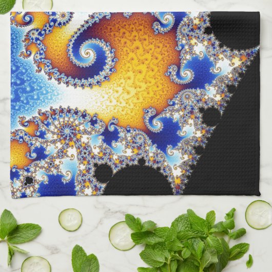 Mandelbrot Set Satellite Double Spiral Fractal Theedoek (Gevouwen)