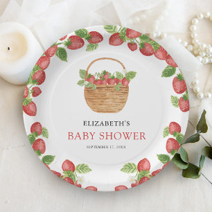 Manden met aardbeien Baby Shower zoete baby Papieren Bordje