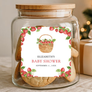 Manden met aardbeien Baby Shower zoete baby Vierkante Sticker
