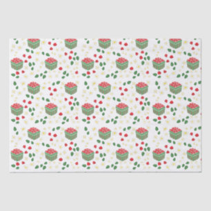 Manden van bessen Aardbeienbloemen Zomer Tissuepapier