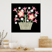 mandje bloemen poster (Keuken)