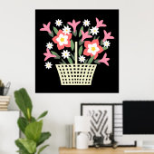 mandje bloemen poster (Thuiskantoor)