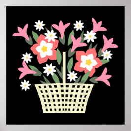 mandje bloemen poster