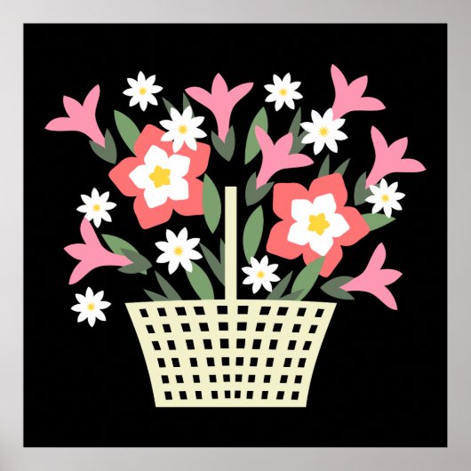 mandje bloemen poster (Voorkant)