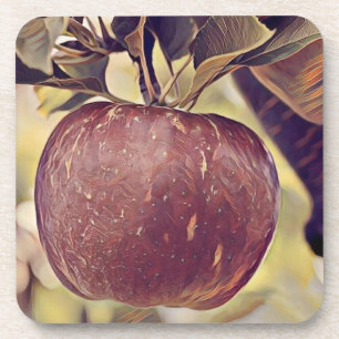 mandje met appelschilderij bier onderzetter