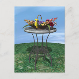  mandje met bloemen briefkaart