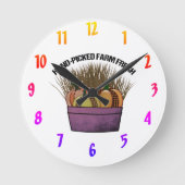 mandje met drie pompoenen ronde klok (Voorkant)