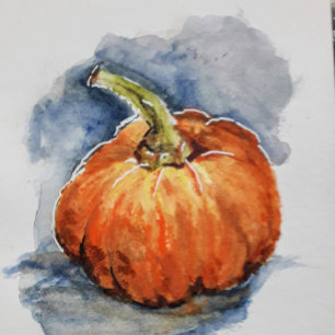 mandje met drie pompoenen   ronde klok