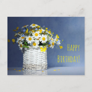 mandje met lentbloemen briefkaart