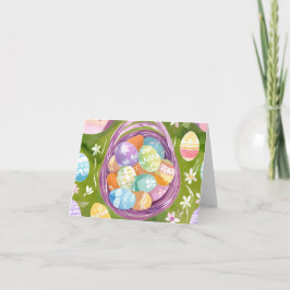 mandje voor paaseieren | Spring Pastel Waterverf Kaart