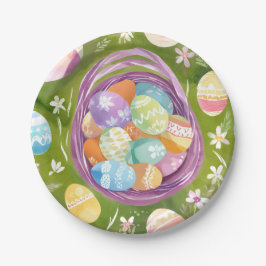 mandje voor paaseieren | Spring Pastel Waterverf Papieren Bordje