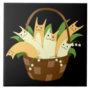 mandje voor tegel van keramische katten tegeltje