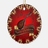 Mandolin 01~ Musical Scroll ~ Merry Kerstmis ~ Keramisch Ornament (Links)