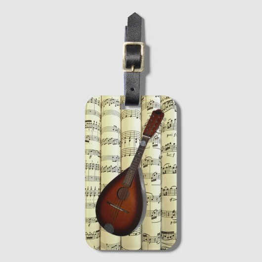 Mandolin 01 op rolvelmuziek ~ bagagelabel (Voorkant (verticaal))