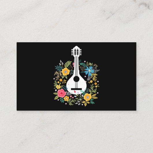Mandolin Bloemen Patroon Speler String Instruments Visitekaartje (Achterkant)