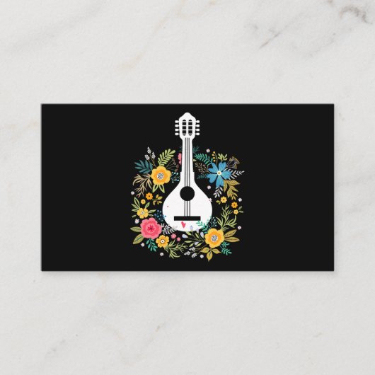 Mandolin Bloemen Patroon Speler String Instruments Visitekaartje (Voorkant)