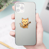 Mandolin Cat Art Design Sticker (Telefoon)