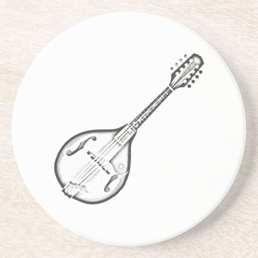 Mandolin "Drawing" Zandsteen Onderzetter (Voorkant)