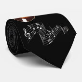 MANDOLIN EN MUZIEKNOTEN STROPDAS (Opgerold)