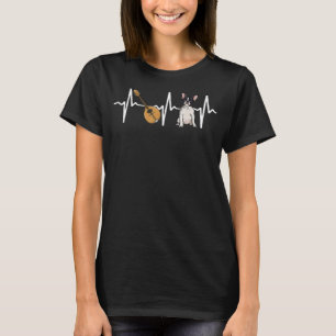 Mandolin French Bulldog Heartbeat Dog T-shirt