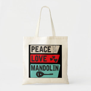 Mandolin Lover Peace Love Mandolin Bluegrass Muzie Tote Bag