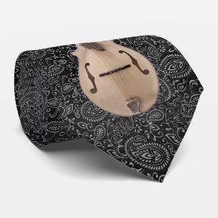 MANDOLIN OP ZWARTE ENGRAVE STROPDAS