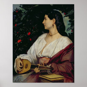 Mandolin Player, 1865 Poster