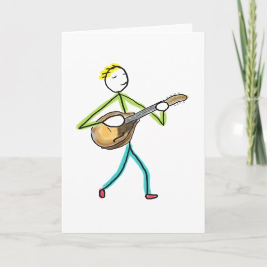 Mandolin Playing Stickman Kaart (Voorkant)