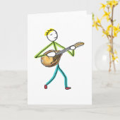 Mandolin Playing Stickman Kaart (Gele Bloem)