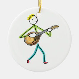 Mandolin Playing Stickman Keramisch Ornament