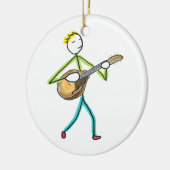 Mandolin Playing Stickman Keramisch Ornament (Links)