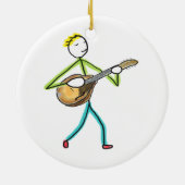 Mandolin Playing Stickman Keramisch Ornament (Achterkant)