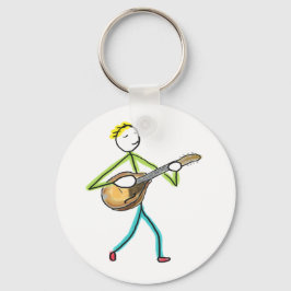 Mandolin Playing Stickman Sleutelhanger