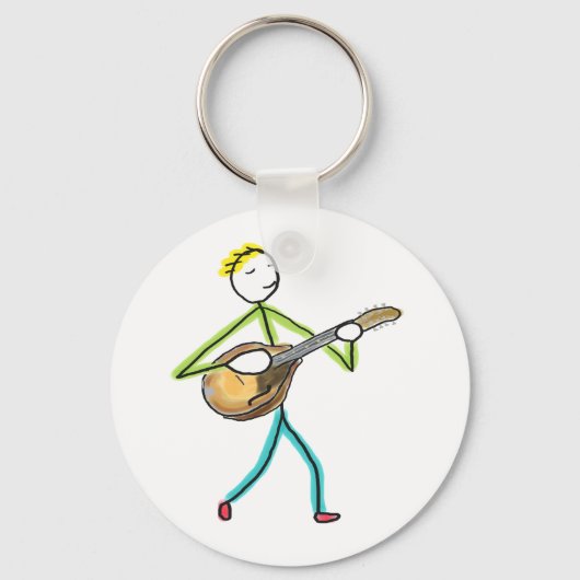 Mandolin Playing Stickman Sleutelhanger (Voorkant)