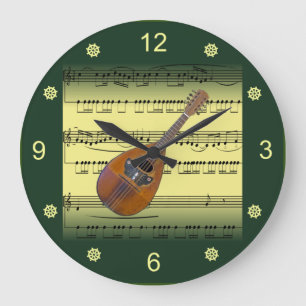 Mandolin~Rolling Sheet Music~Gold/Green Background Grote Klok