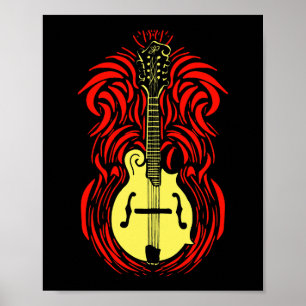 Mandoline Fire  Bluegrass Music Graphic Poster