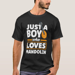 Mandoline instrument gewoon een jongen die houdt v t-shirt
