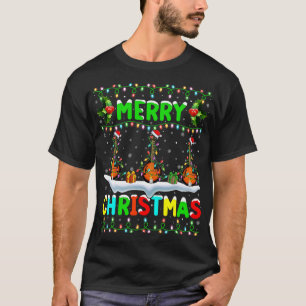 Mandoline Lover Xmas Mandolin Verlichting Santa Ha T-shirt