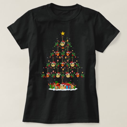 Mandoline Lover Xmas Tree Lights Grappige Santa Ma T-shirt (Design voorkant)