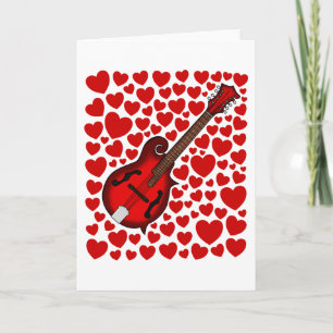 Mandoline met Hartjes Valentijnsdag Huwelijksjubil Feestdagen Kaart