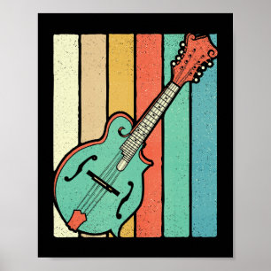 Mandoline speler Funky Retro Bluegrass Mandolin Mu Poster