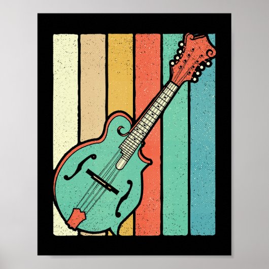 Mandoline speler Funky Retro Bluegrass Mandolin Mu Poster (Voorkant)