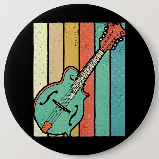 Mandoline speler Funky Retro Bluegrass Mandolin Mu Ronde Button 6,0 Cm (Voorkant)