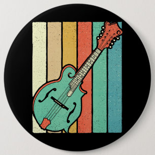 Mandoline speler Funky Retro Bluegrass Mandolin Mu Ronde Button 6,0 Cm