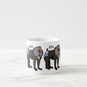 Mandrill cartoon illustratie espresso kop