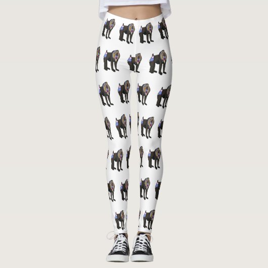 Mandrill cartoon illustratie leggings (Voorkant)