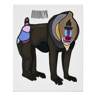 Mandrill cartoon illustratie perfect poster
