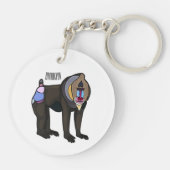 Mandrill cartoon illustratie sleutelhanger (Achterkant)
