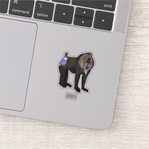 Mandrill cartoon illustratie sticker